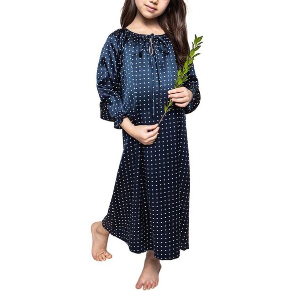 Petite Plume GirlsDelphine Silk Nightgown Blue